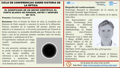 Conferència telemàtica del cicle d'Història de l'Òptica SEDOPTICA