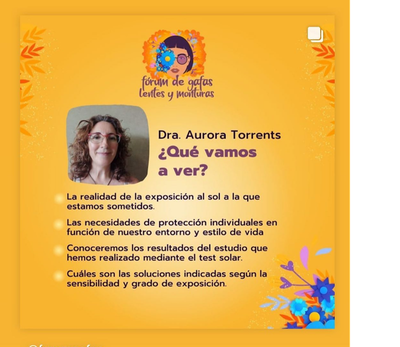 La degana de la FOOT, Dra. Aurora Torrents, en directe al Fórum de gafas, lentes y monturas