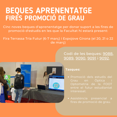 Noves beques d'aprenentatge - Fires promoció de Grau