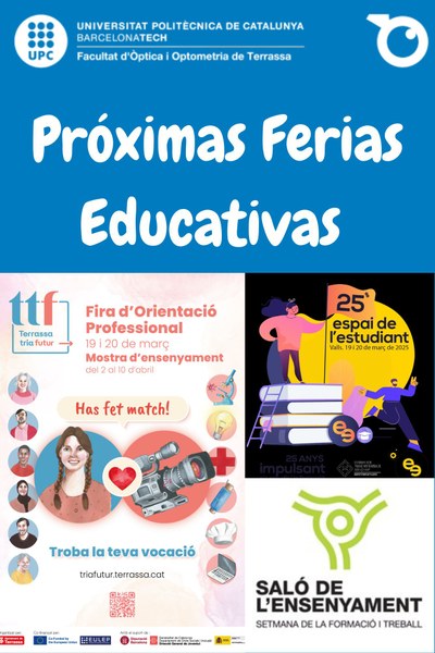 Descubre la Facultad de Óptica y Optometría de Terrassa en las Próximas Ferias Educativas