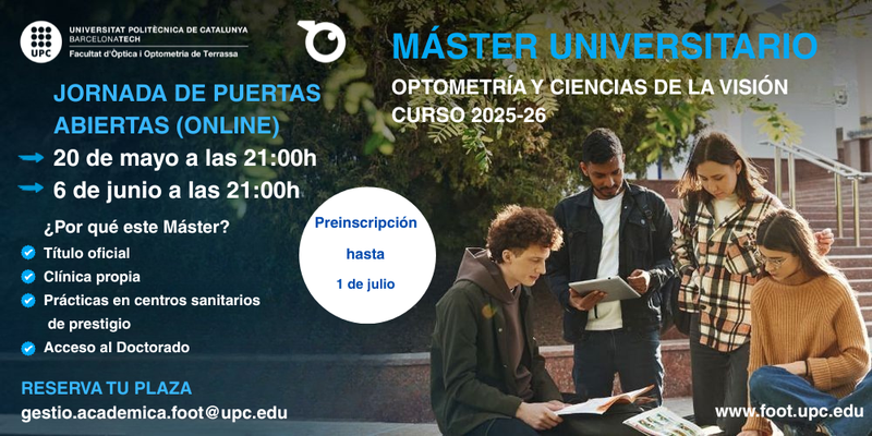 Jornada de Puertas Abiertas del Máster Universitario en Optometría y Ciencias de la Visión (MUOCV)